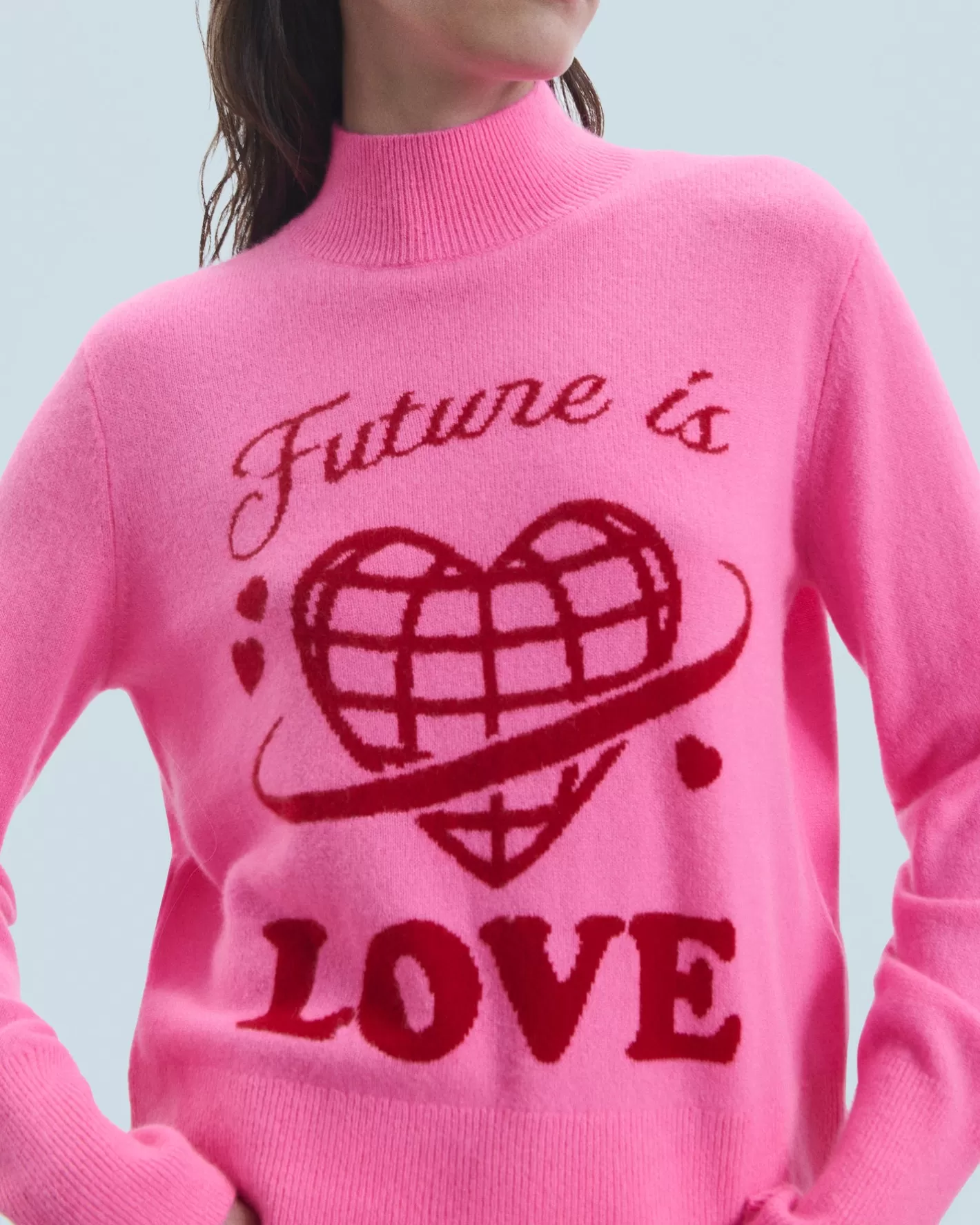 FROM FUTURE Pulls En Cachemire | Pull Col Montant Future Is Love Dreamy Pink