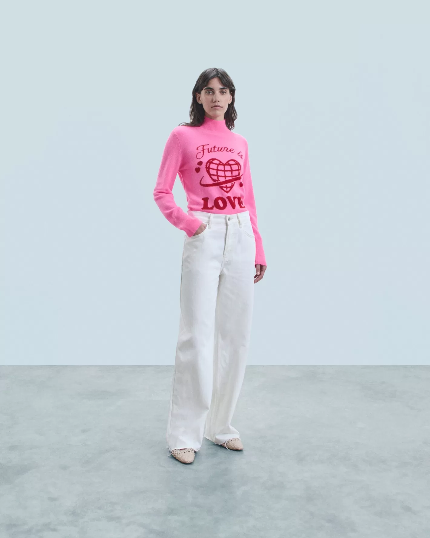 FROM FUTURE Pulls En Cachemire | Pull Col Montant Future Is Love Dreamy Pink