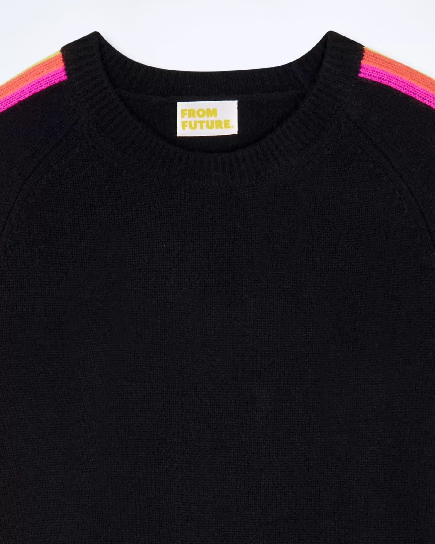 FROM FUTURE Pulls En Cachemire | Cols Ronds Cachemire | Pull Col Rond Bandes Manches Multicolore Noir