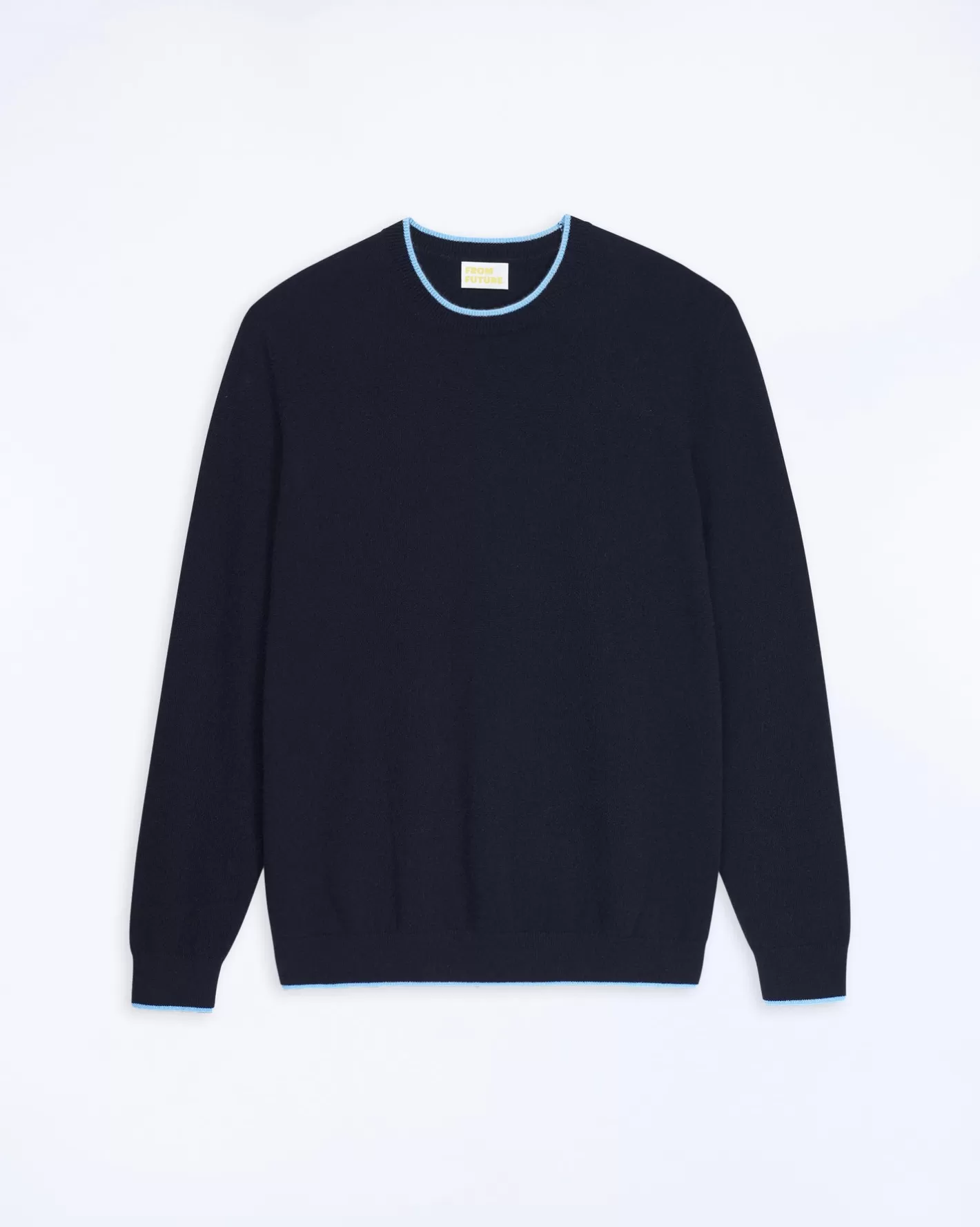 FROM FUTURE Pulls En Cachemire | Cols Ronds Cachemire | Pull Col Rond Bord Contraste Navy