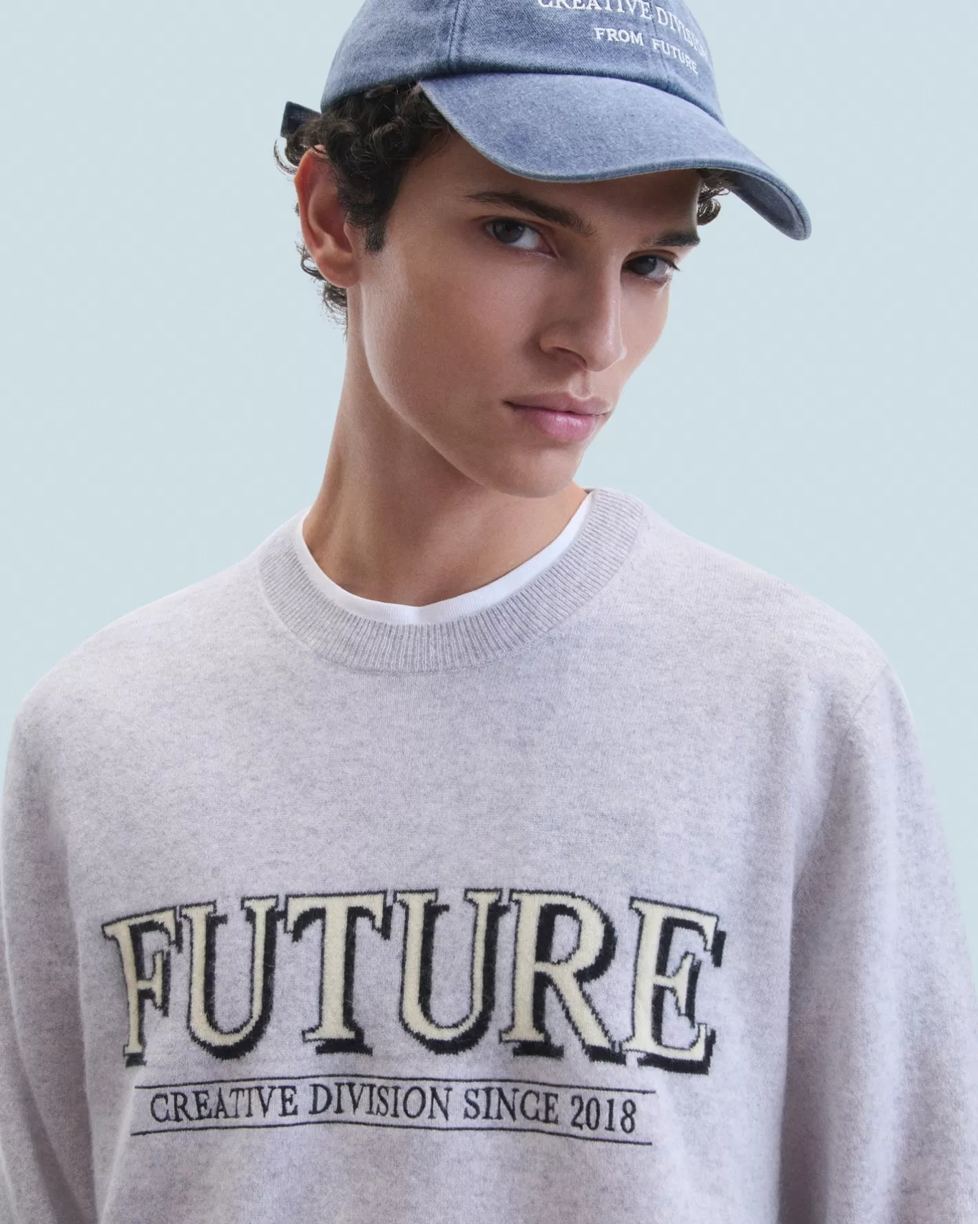 FROM FUTURE Pulls En Cachemire | Cols Ronds Cachemire | Pull Col Rond Future Gris Chiné Clair