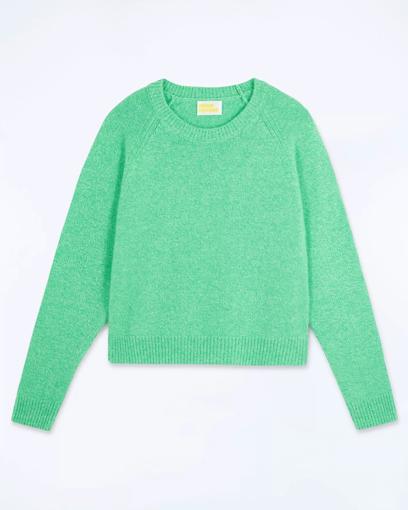 FROM FUTURE Pulls En Cachemire | Cols Ronds Cachemire | Pull Col Rond Raglan Utopic Green Mouliné