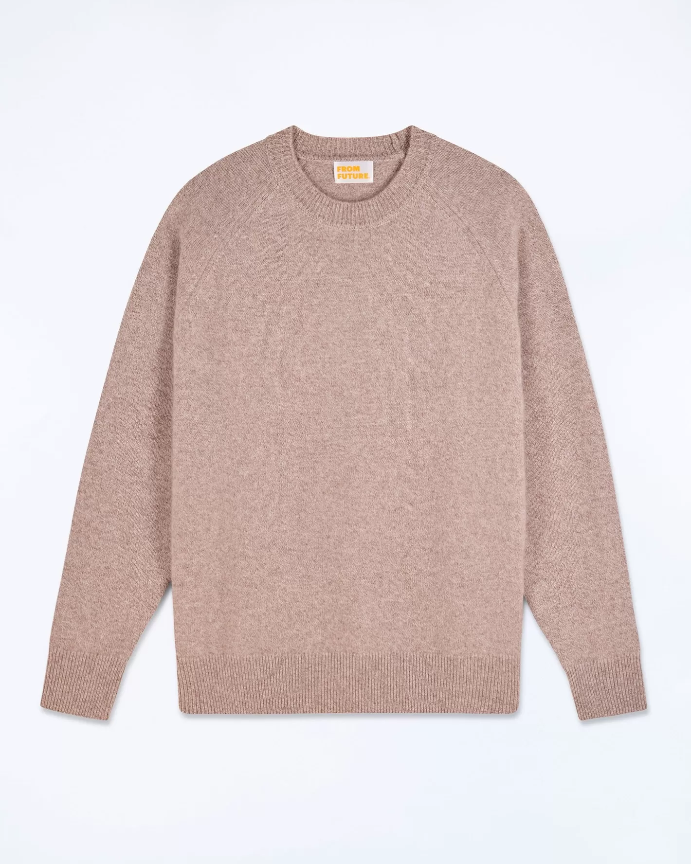 FROM FUTURE Pulls En Cachemire | Cols Ronds Cachemire | Pull Col Rond Raglan Taupe Mouliné