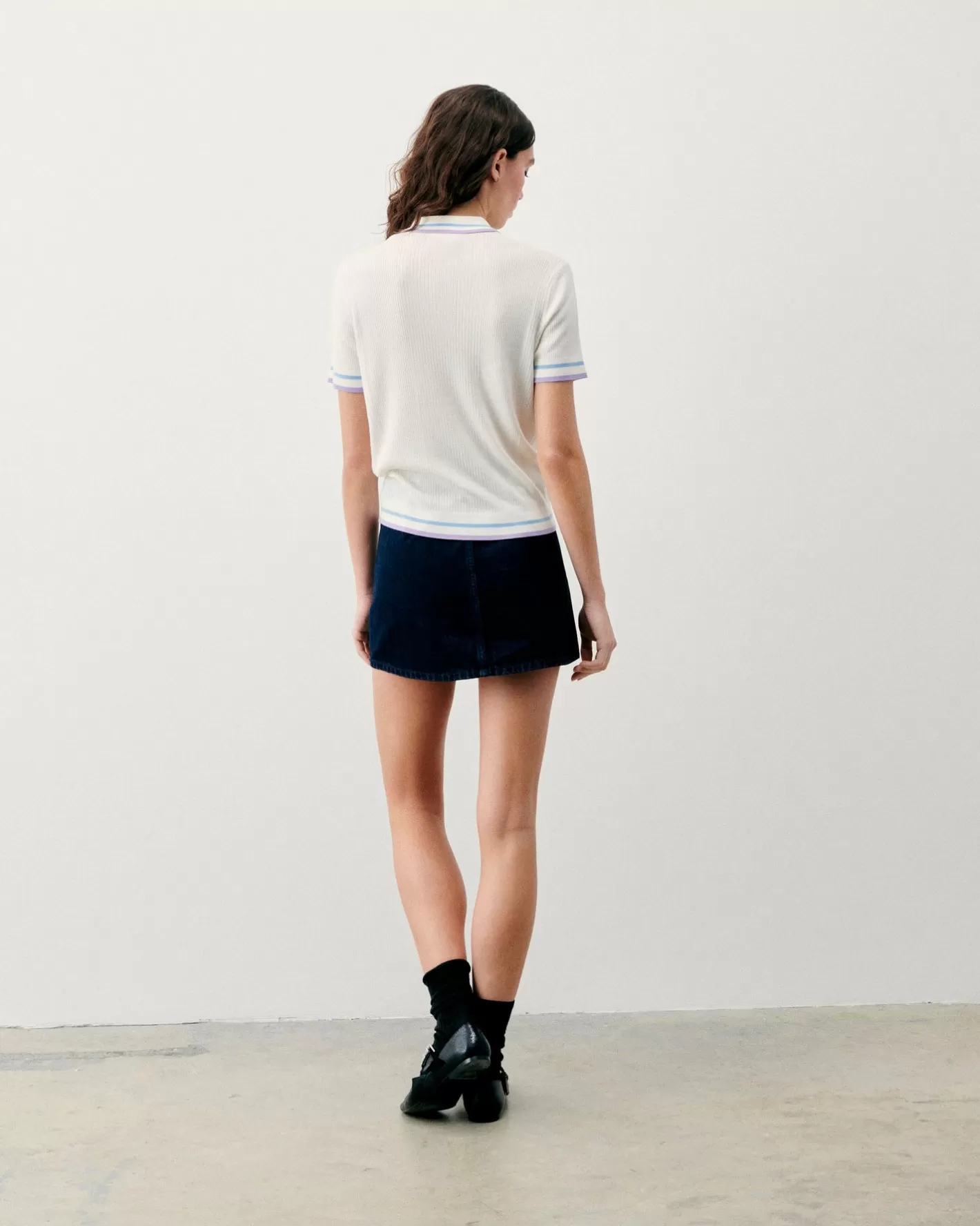 FROM FUTURE Chemises, T-Shirts & Tops | Top Manches Courtes Bandes Bicolores Ecru